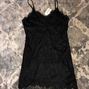 Black lace slip dress